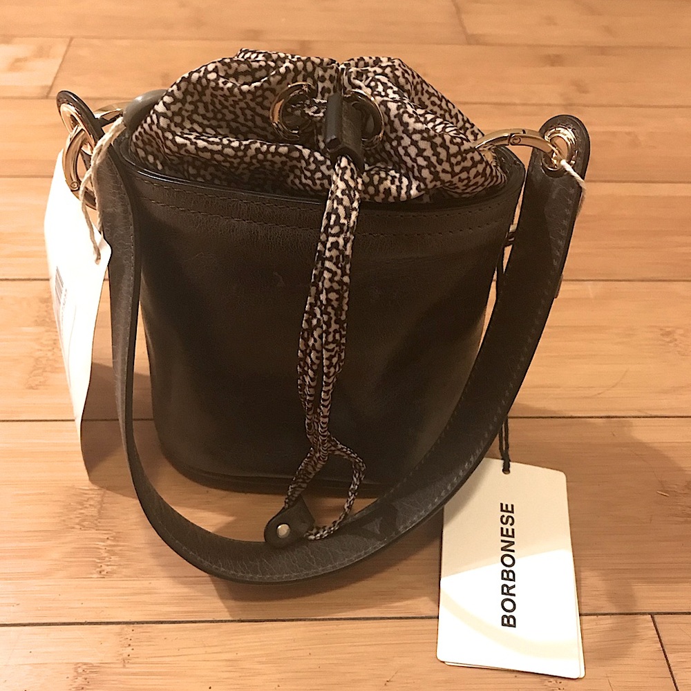 NWT Borbones Bucket mini - Grey - perfect bag charm for a tote!